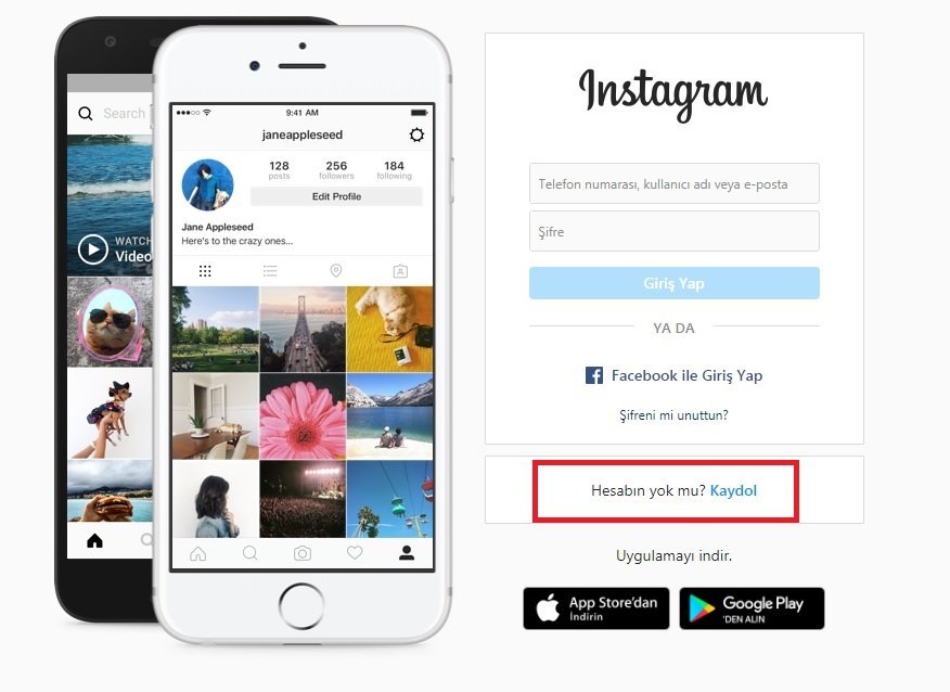 instagram yeni hesap olusturma
