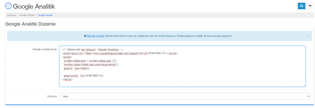 platinum analytics kodu ekleme3