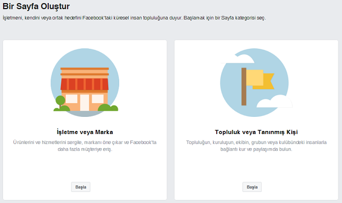 facebook sayfa seçimi